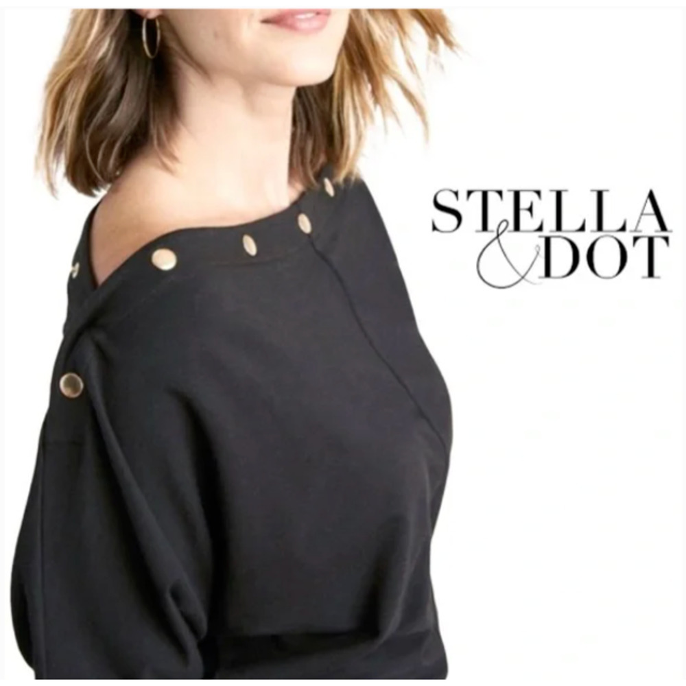 New w/ Tags Stella & Dot Slouchy Weekend Dolman Longsleeve Large Gold Buttons
